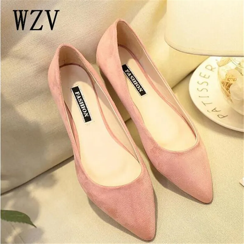 

2018 New Women Suede Flats Fashion High Quality Basic Mixed Colors Pointy Toe Ballerina Ballet Flat Slip On women Shoes C293