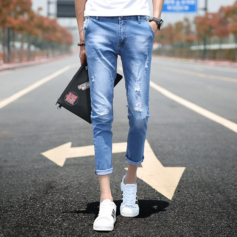 

Men's Ripped Skinny Distressed Destroyed Slim Fit Stretch Biker Jeans Pants