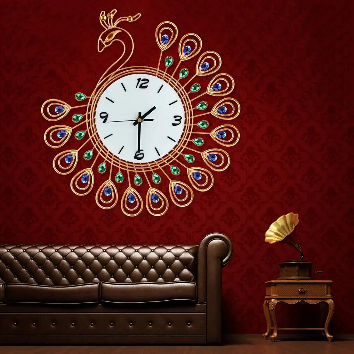 Роскошные Большие антикварные настенные часы с алмазным павлином для дома, офиса, гостиной, настенные часы, уникальный подарок, домашний декор, сделай сам, декор 37 см