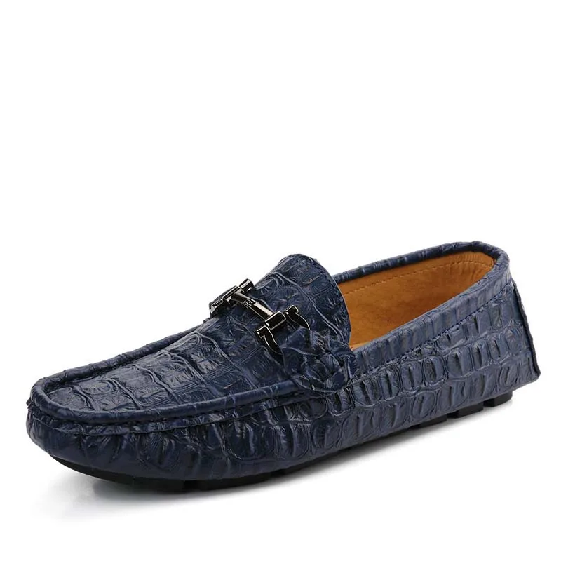 Hommes Alligator Sur Glissement En Black dark white Blue Style brown Cuir Casual Conduite Relief Mocassins Chaussures vg7yY6Ibf