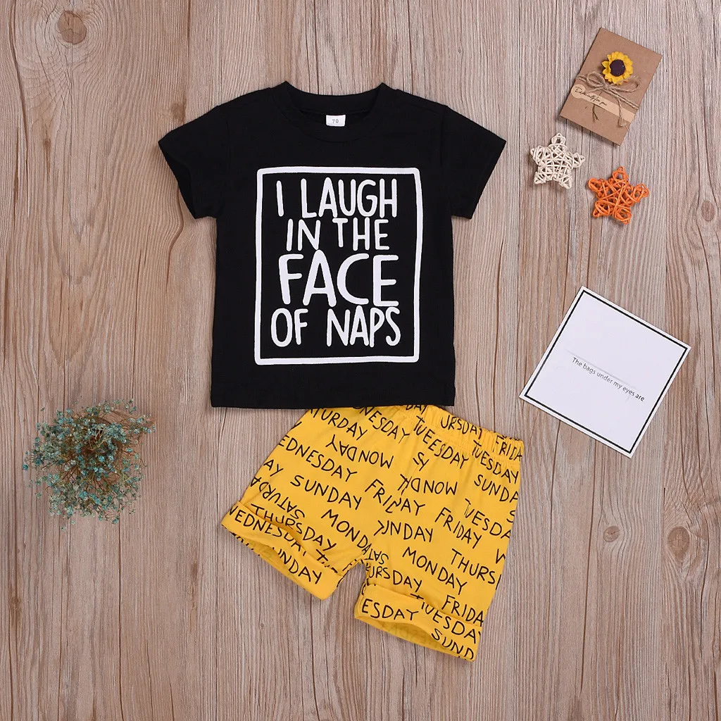 

KLV Fashion infant boy Cotton Blend Short Sleeve Letter clothes summer baby clothes boys suits for kids#y35
