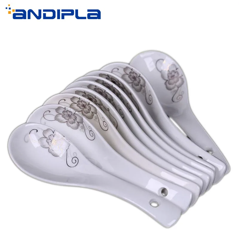 

10pcs/Lot Jingdezhen Ceramic Soup Spoon Bone china Tableware Home Dinnerware Accessories Small Soup Scoops Kitchen Accessories