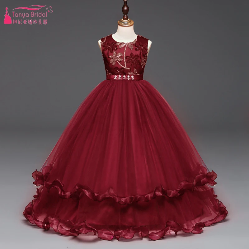 Red Lace And Tulle Flower Girls Dresses ...