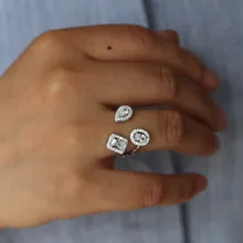 Модные кольца для показа, элегантные блестящие фианиты, CZ, открытые ювелирные изделия для женщин, девушек, белое серебряное заполненное обручальное кольцо