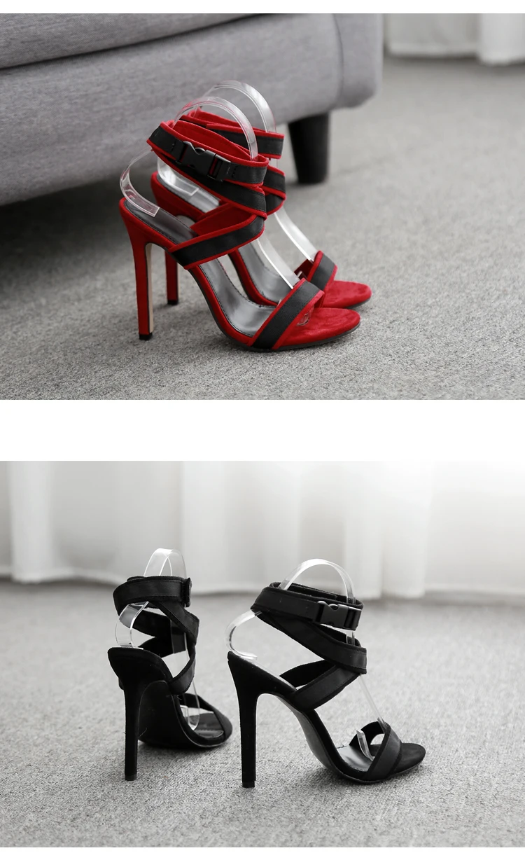 JINJOE/женские босоножки на высоком каблуке; модные однотонные Летние босоножки на тонком каблуке, с ремешком и пряжкой, стразы, с открытым задником; женская обувь