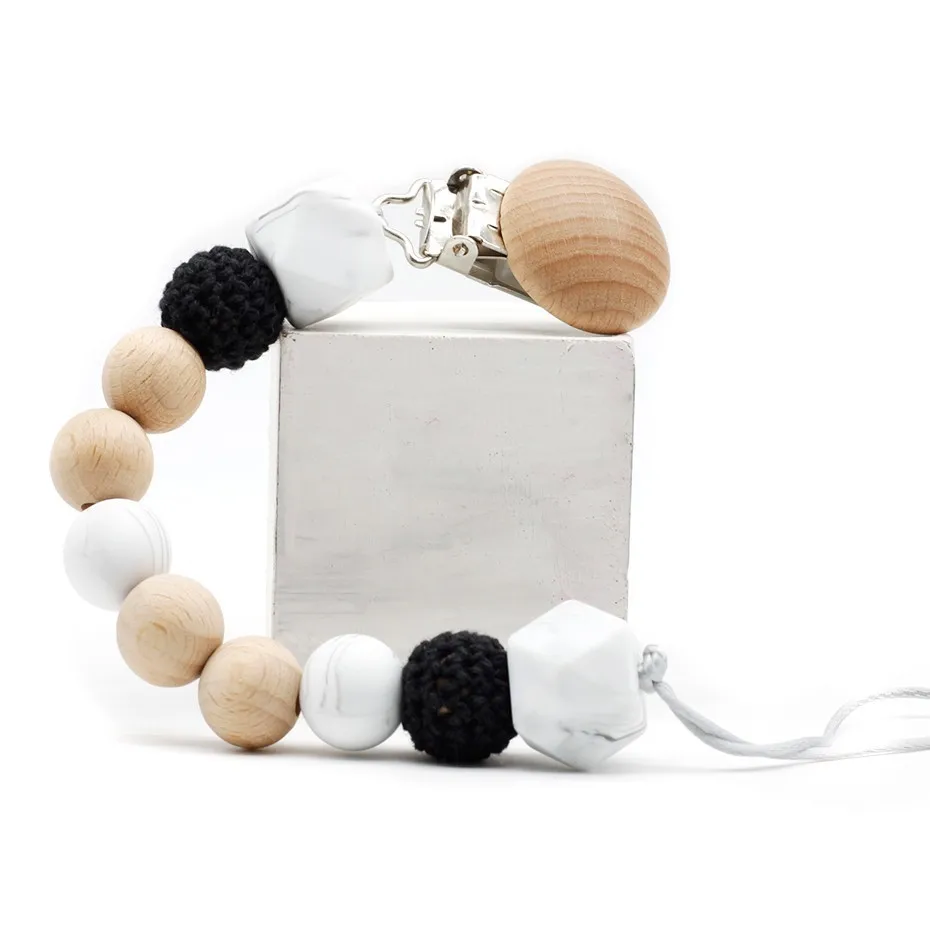 Jual Silikon Beech Kayu Mengunyah Manik manik Dot Klip Dummy Dudukan Klip Lucu Dot Klip Penenang Model Rantai Mainan Gigi Bayi Bayi Mengunyah