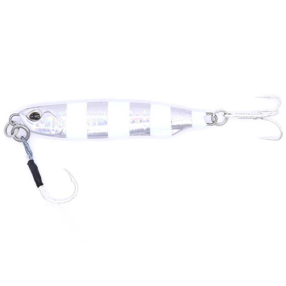 Silver Glow Zebra CASTFUN 20g 40g 60g Drag Metal Cast Slim Jig Fishing Lure Off Shore Jigging Lure - Цвет: Silver Glow Zebra