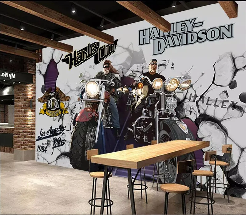 Hand-painted graffiti character locomotive Harley motorcycle professional production mural wholesale wallpaper custom photo wall Hand-painted graffiti character locomotive Harley motorcycle professional production mural wholesale wallpaper custom photo wall