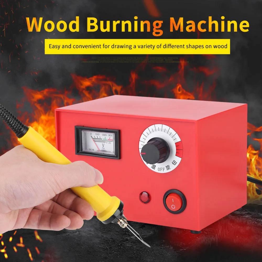 

1 Set Wood Burning Pen 50W Pyrography Pen Machine Kit Set Wood Crafts Burning Tools 0-1000 DIY Pyrography Tool