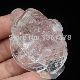 

huij 00399 FENG SHUI Clear Natural Quartz Crystal Rainbow 3 LEGGED TOAD FROG Fortune