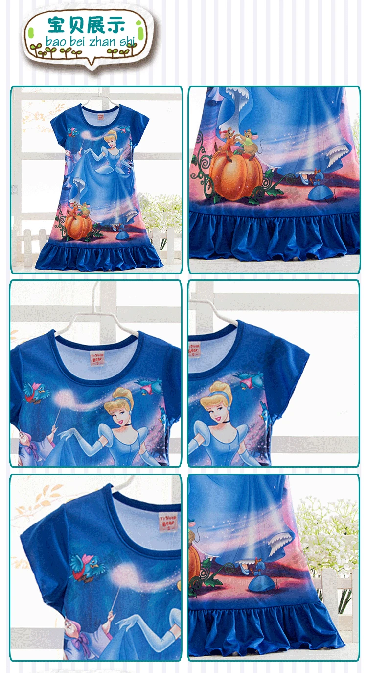 Ночные рубашки с изображением Анны, Эльзы и Белоснежки для девочек, детские праздничные платья, одежда для сна, пижамы, платье-ночнушка для маленьких девочек, пижамы
