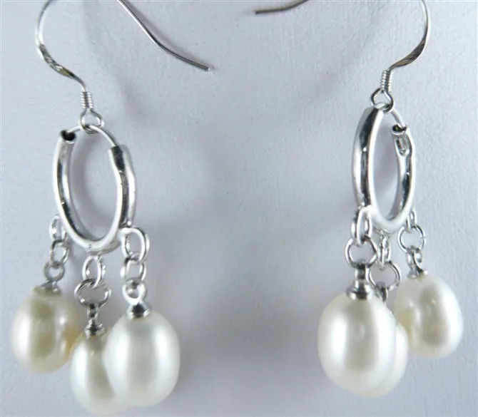 

2 colors charming 3 white/black shell pearl fashion earrings