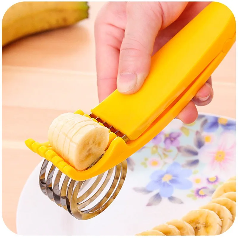 Из нержавеющей стали, для бананов Slicer измельчитель фруктовый салат огурца Кухня инструмент резак фруктов огурец терка для овощей Овощечистка H2