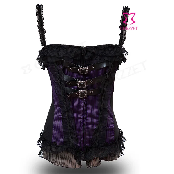 Gothic Overbust Corset And Bustier with Straps Punk Zipper Body Shaper
