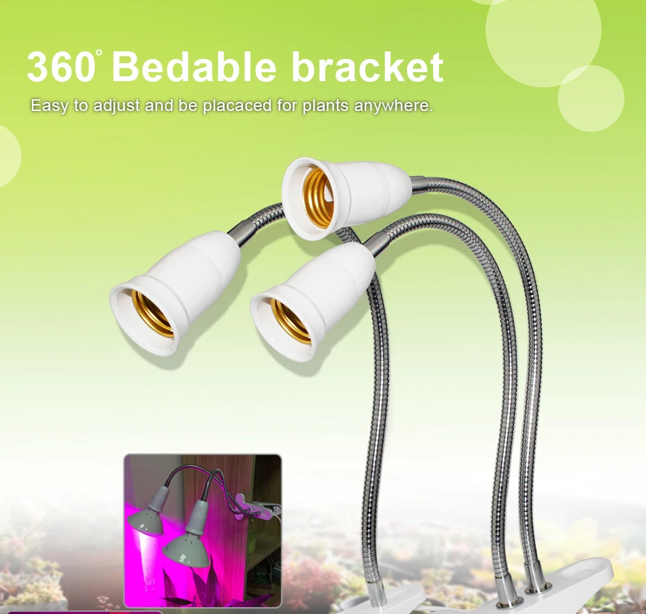 LED Bulb Lamp Holder Socket Adapter Clip Converter for LED Grow Light 360 Degrees Flexible Light Holder With Switch E27