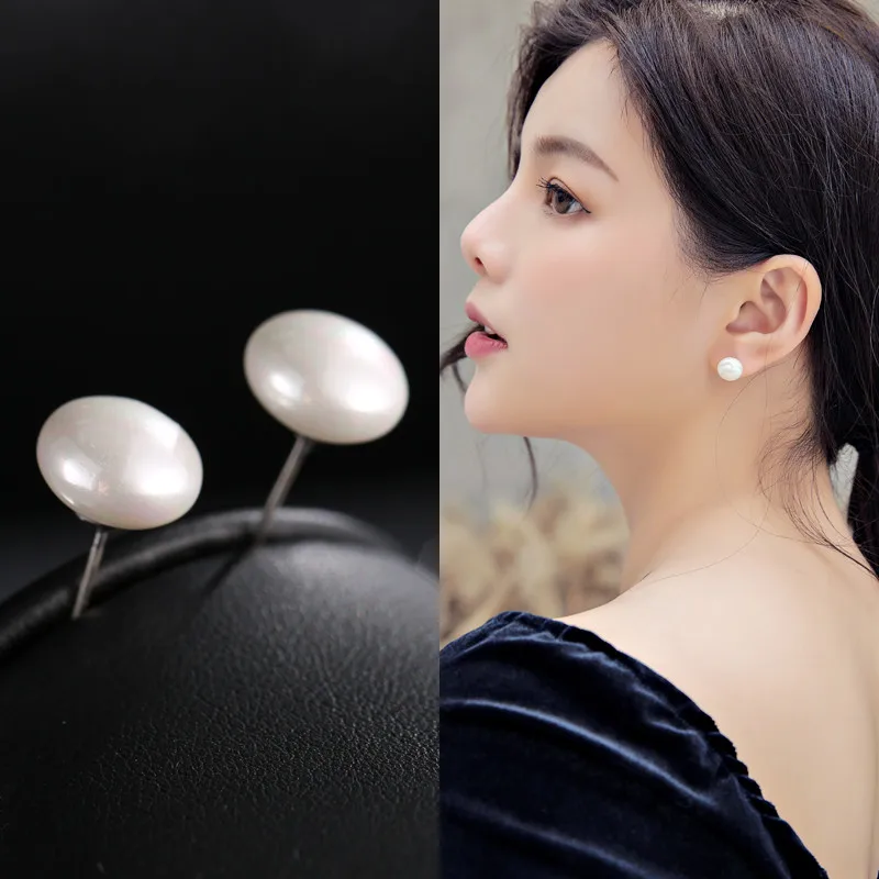 

Pearl Stud Earring Simple Classic Design Round 10mm 12mm For Fashion Women 2022 New Year Jewelry Gifts