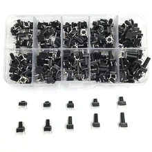 Kit de commutateurs tactiles tactiles à bouton-poussoir, 10 modèles 200 pièces, micro commutateurs DIP 4P 6x6 6x6 6x6 MM, hauteur: 4.3MM ~ 13mm