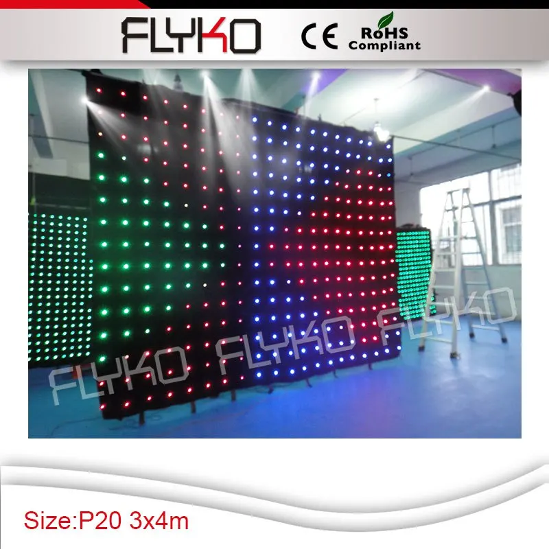 

CE RoHS P20 3X4m multi-function LED video curtain /PC controller / fireproof