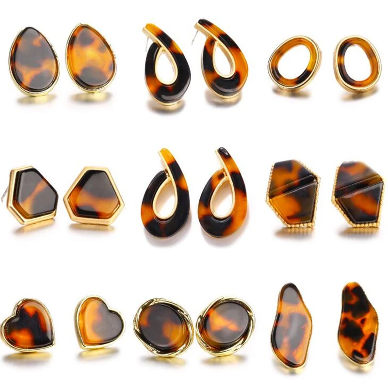 

2019 Vintage Punk Stud Earring for Women Girls Gift 2019 New Acrylic leopard Geometric Earrings Jewelry Wholesale Accessories