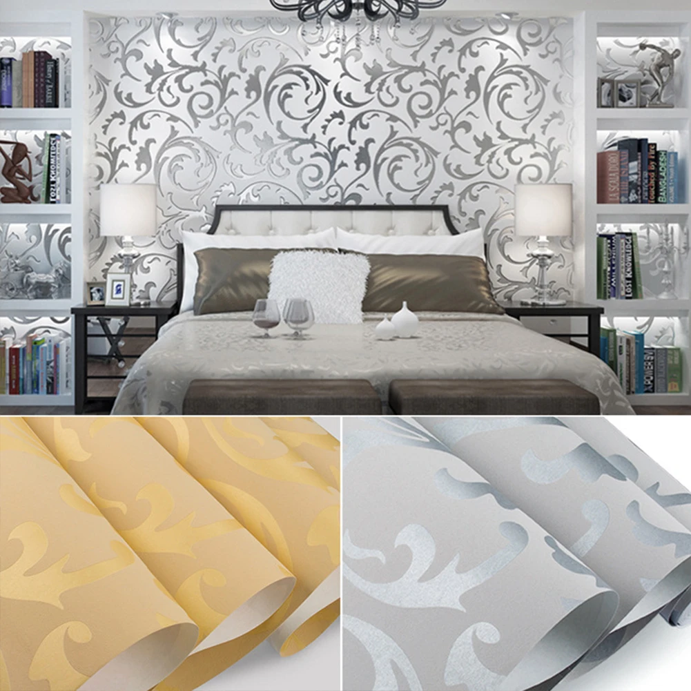 

10M 3D Embossed Satin Flower Pattern Wall Stickers Wall Stickers Bedroom Living Room Home Decoration TV Background Wallpaper