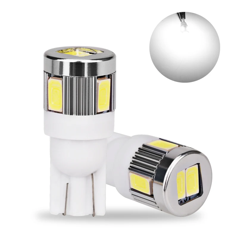 10 шт. T10 W5W 194 501 5630 SMD 6 светодиодный 12 в автомобильный габаритный светильник