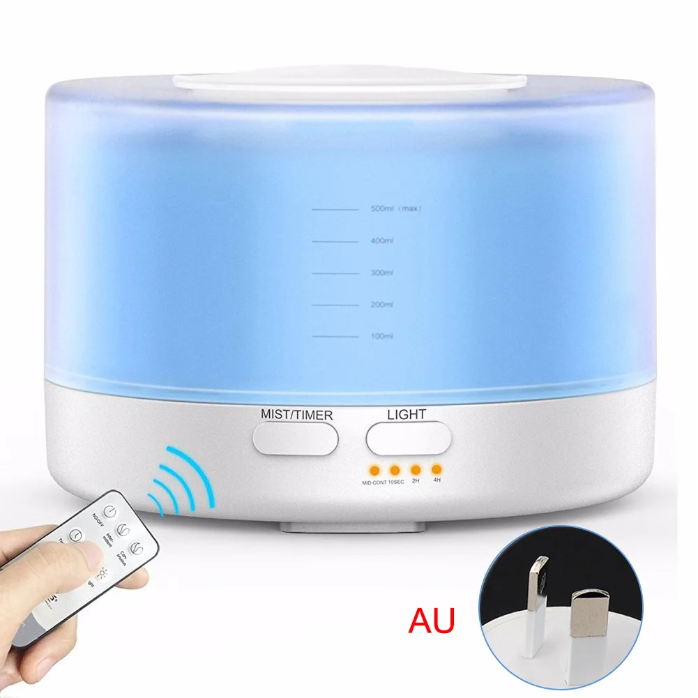 

New Arrival Home Aromatherapy Humidifier 500ML Remote Control Ultrasonic Air Moisturizing Aroma EU, US, UK, AU Plug Household