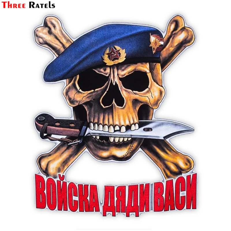 

Three Ratels TZ-1776# 13.8x17cm uncle vasi's troops skull with a sword car stickers funny car sticker auto decals