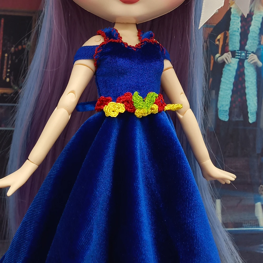 26-27 Bjd Кукла Одежда Мода синий HIGH-WAISTED юбка Кристалл бархатное платье ручной работы Bjd 1/6 аксессуары кукла вечеринка наряд