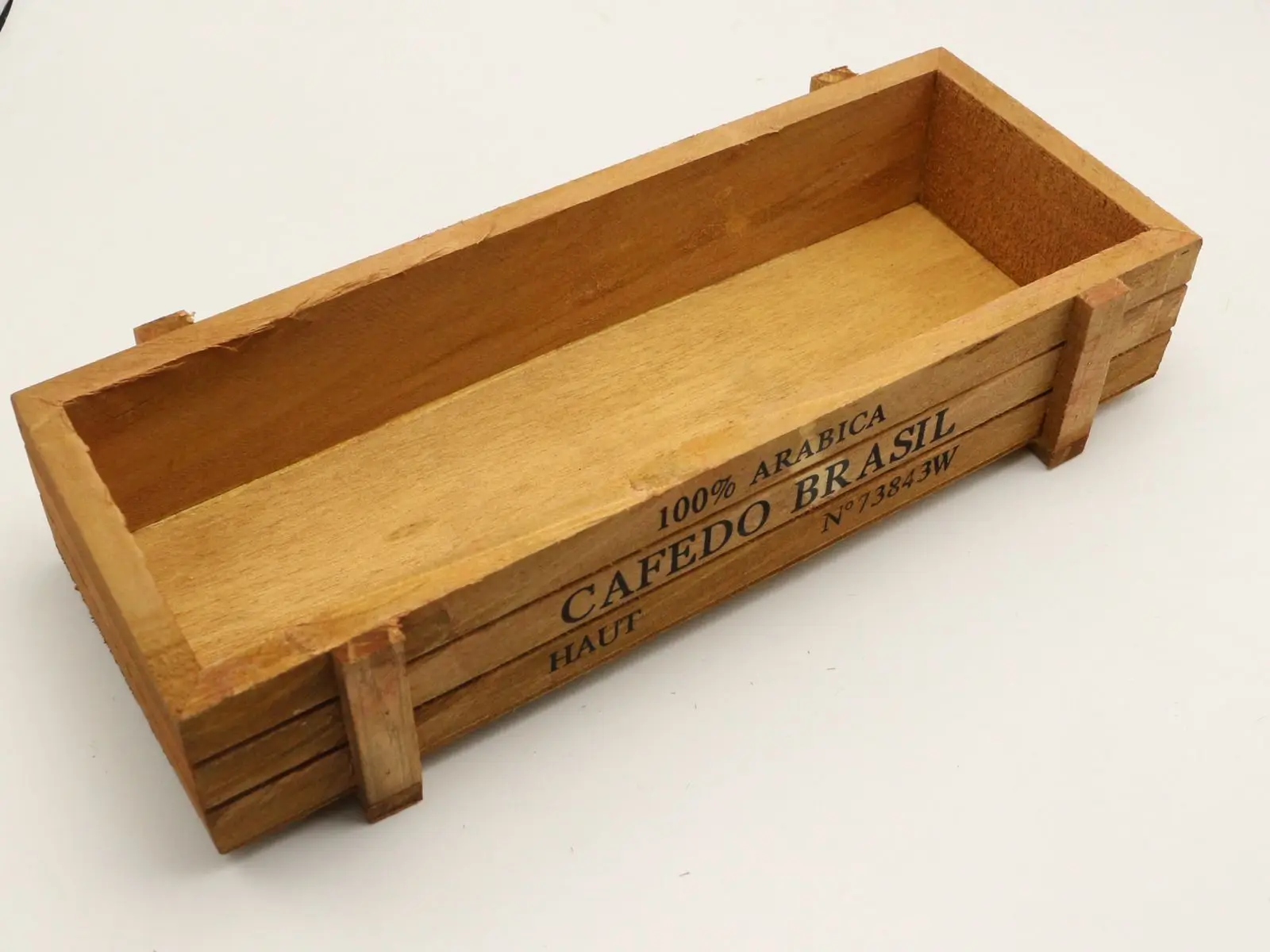 

New Wood Succulent Miniature Flower Pot Rectangle Trough Wood Tray Box 22X8cm