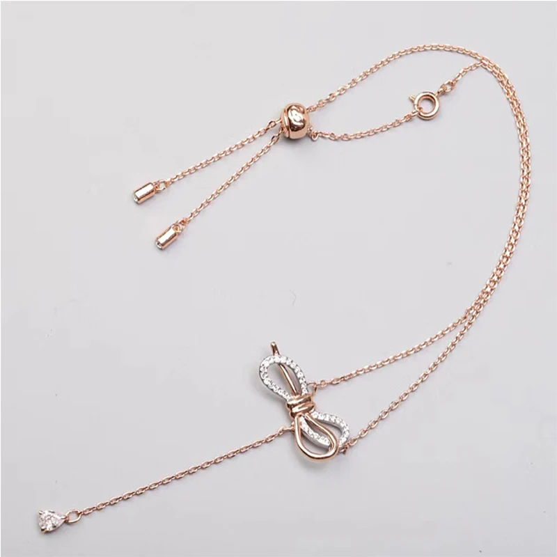 

New fashion Boho Bow Collar Necklace Rose Gold Color Austrian Crystal Necklaces & Pendants For Women Valentine's day Gift