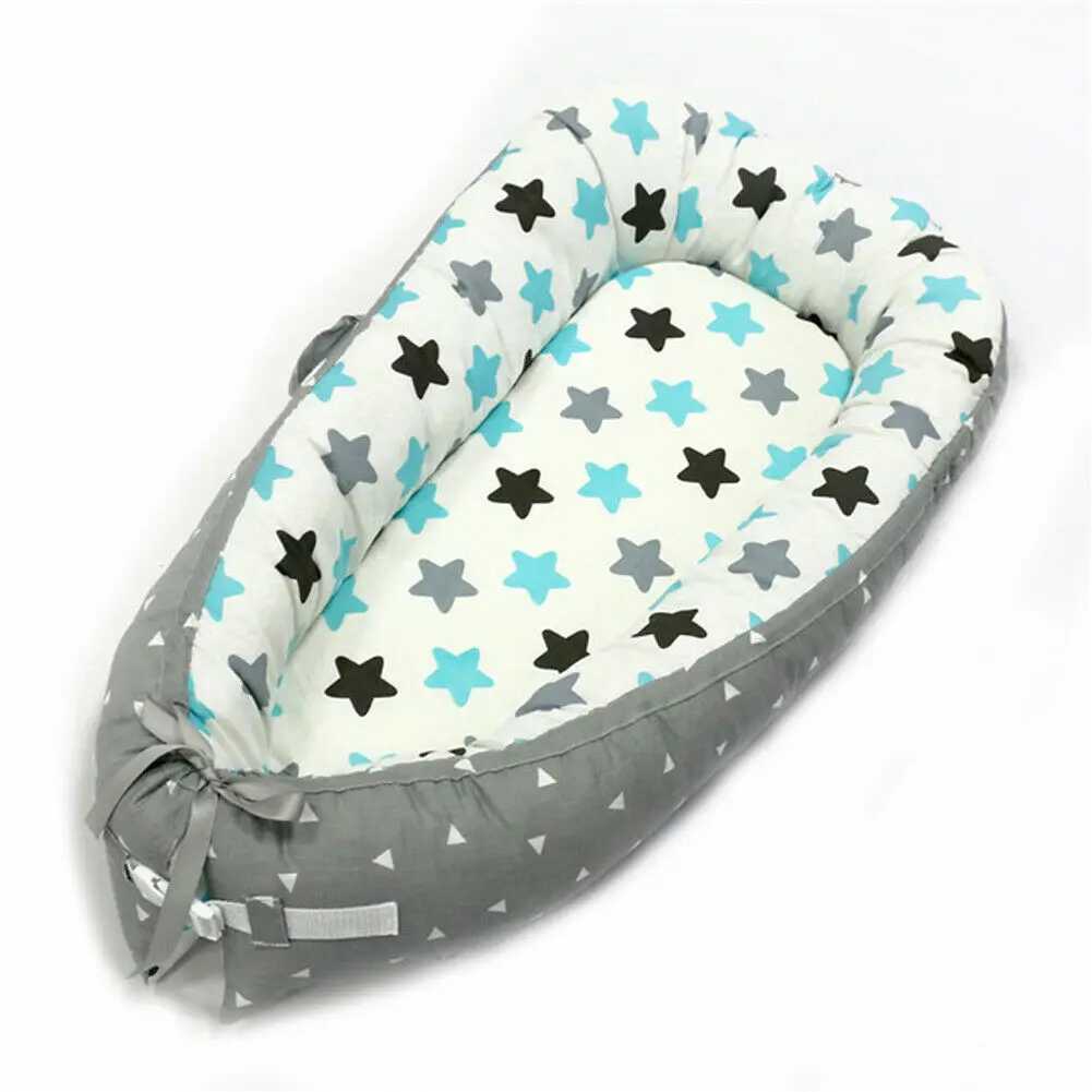 Съемная детская спальная кровать из хлопка, мягкая детская кроватка для путешествий, кроватка для новорожденного - Цвет: E