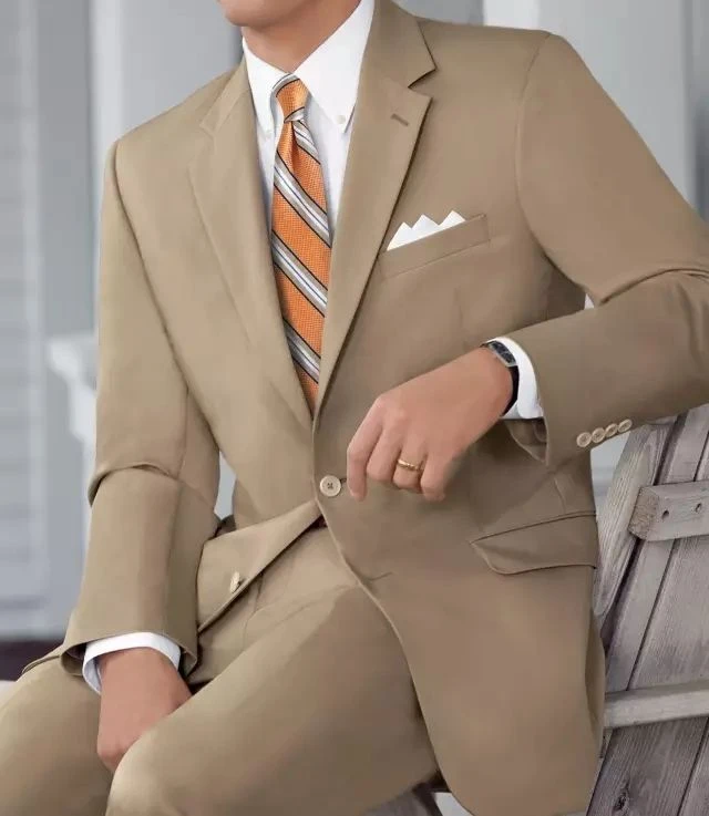 Light Brown Khaki Men Wedding Suits 