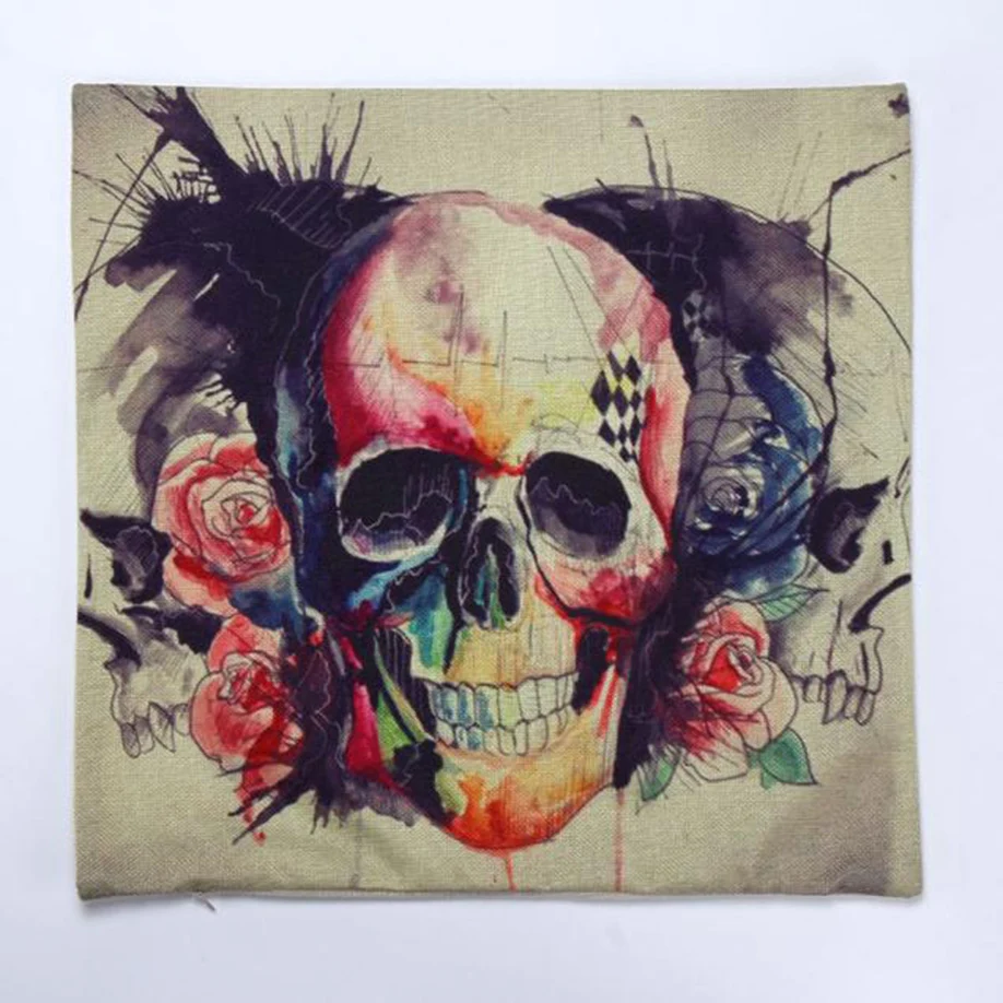 Ouneed Halloween Square Skull Printed 45*45cm Sofa Chair Bed Pillows