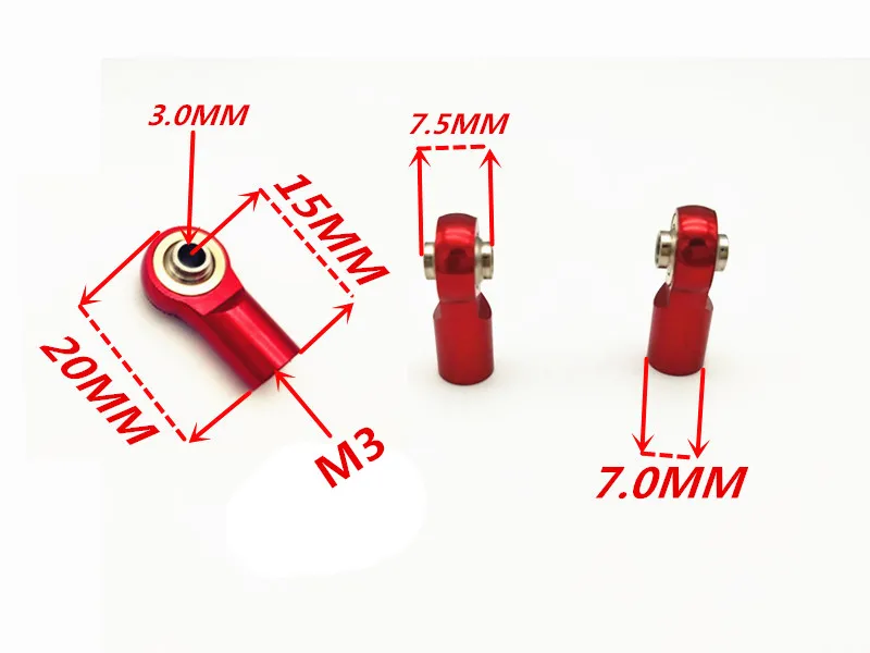 16 шт./лот алюминиевый сплав M4 головка тележки звено шаровой шарнир стержень конец для RC Гусеничный длина 20 мм SCX10 D90 D110 TRX-4