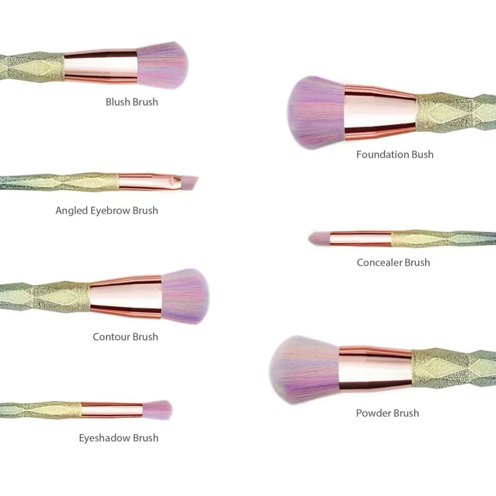 7/8 шт. Русалка Diamond кисти для макияжа косметический Мощность Выделите тени для век Блеск пудра Pinceis Инструменты кабуки составляют кисть