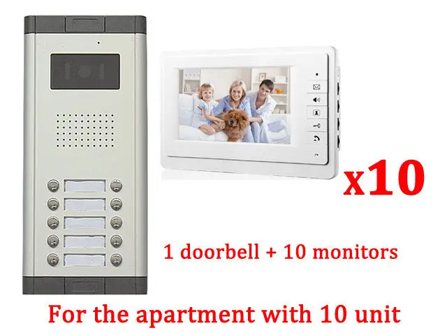 

Apartment 10 Unit Intercom Entry System Wired Video Door Phone Audio Visual