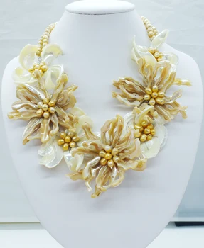 

free shipping!!! W-281# Fashion shell Beads Handmade Flower Jewelry Necklace For Wedding Party