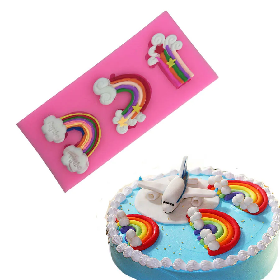 

Rainbow Clouds Fondant Cake Silicone Mold Chocolate Pastry Mould Biscuits Candy Molds Baking Cake Wedding Decoration Tools