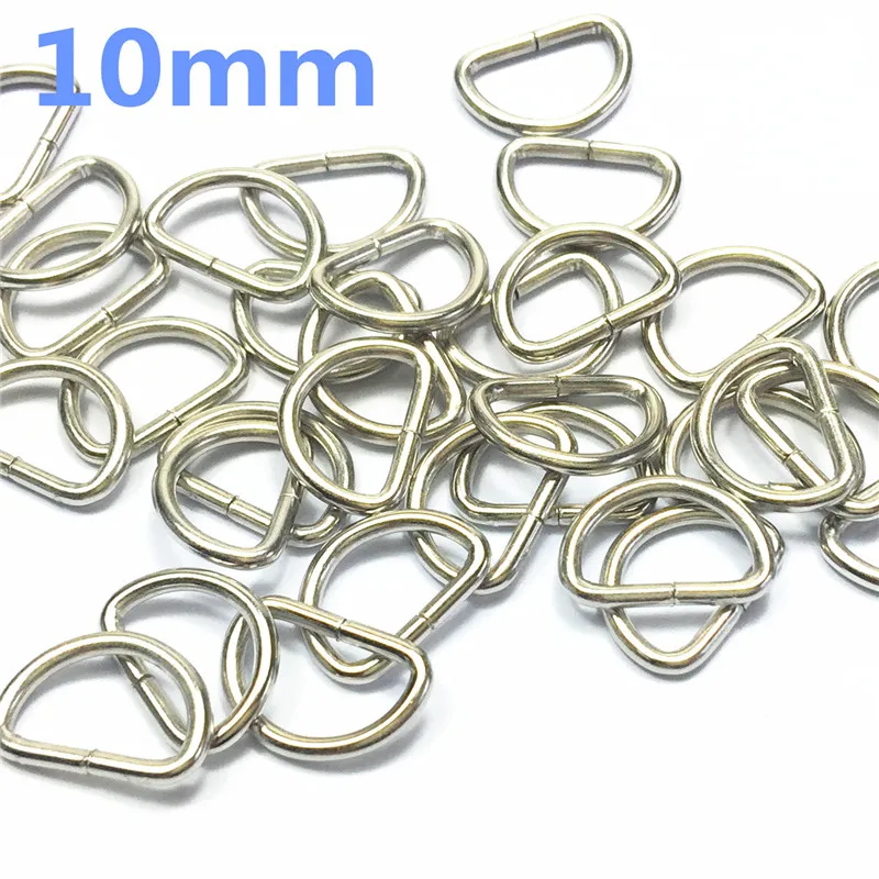 1  10mm  Dee Rings for NonWelded D ring Non-Welded Nickel Plated D-Rings Webbing Strapping Bags Garment Accessories Buckle