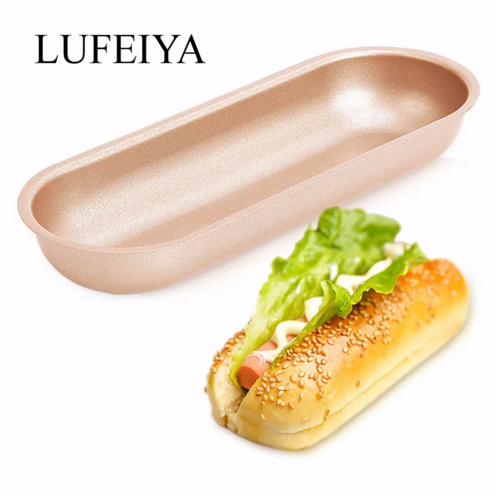 Hotdog Pan 7 inch Non Stick Hot Dog Bun Moulds Cake Bread Pans Baking