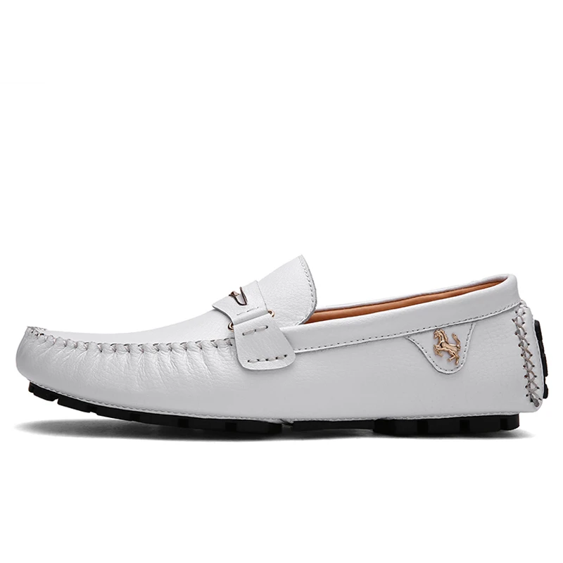 ALCUBIEREE/Брендовые мужские модные лоферы; обувь для вождения; летние дышащие мужские мокасины; Мужская обувь без застежки на плоской подошве; Hommes - Цвет: White