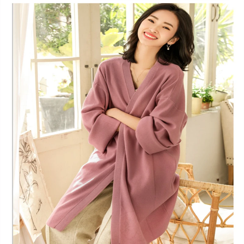 

Spring summer tops for women 2019 Long Sleeve Cardigan Sweater Knitted Cardigans For Women Casual Solid Sweaters online chines