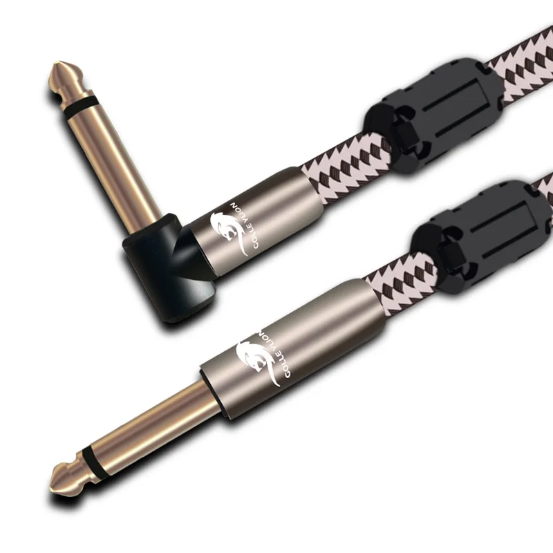 HIFI Stereo Angle 6.5mm to Straight 6.5mm Audio Cable MONO 1/4" TRS Jack 6.5 Guitar Electronic