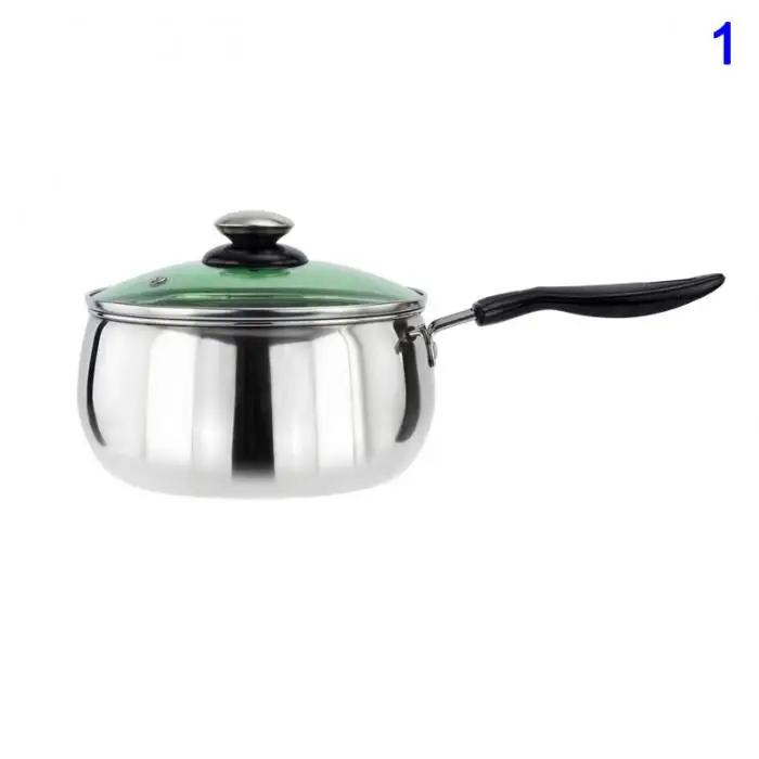 1 Pcs Stainless Steel Cook Pot Stockpot with Lid Milk Saucepan Cookware 14.5/16/18/20/22/24cm General Use for Gas cooker FPing