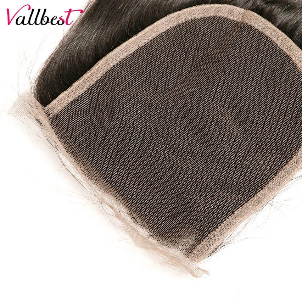 Vallbest объемная волна Кружева Закрытие 4X4 человеческих волос 120% плотность натуральный черный средней длины коричневого цвета с кружевом часть закрытие Волосы remy