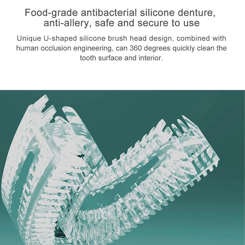 Интеллектуальная автоматическая звуковая электрическая зубная щетка на 360 градусов, u-образная Силиконовая зубная щетка, usb зарядка, отбеливание зубов, синий светильник