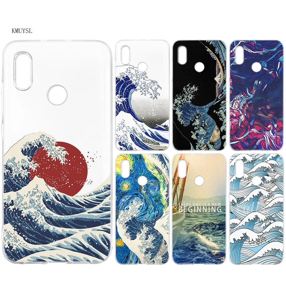 

KMUYSL Wave Art Japanese Green Illust Silicone Case Cover for Xiaomi Mi A2 Lite Redmi 6 6A Note 5 5A Pro Prime S2 Y2 6X A1 5X