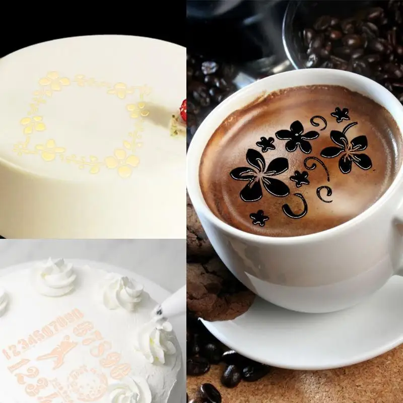 

Plastic Cake Coffee Spray Printing Mold DIY Fondant Embossed Decor StencilX1