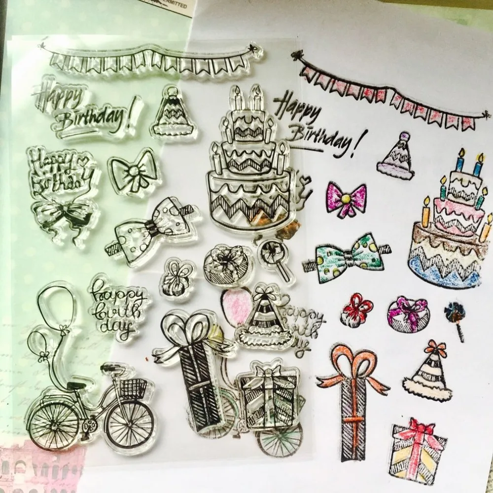 

Transparent Rubber Stamp Birthday New Year Stamp Silicone Scrapbooking DIY Photo Album Decor Paper Cards Craft Handmade DIY Gift