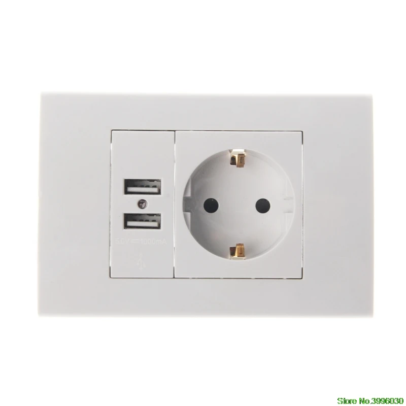 

Wall Power Socket Plug 16A EU Standard Electrical Outlet 1000mA Dual USB Charger Port